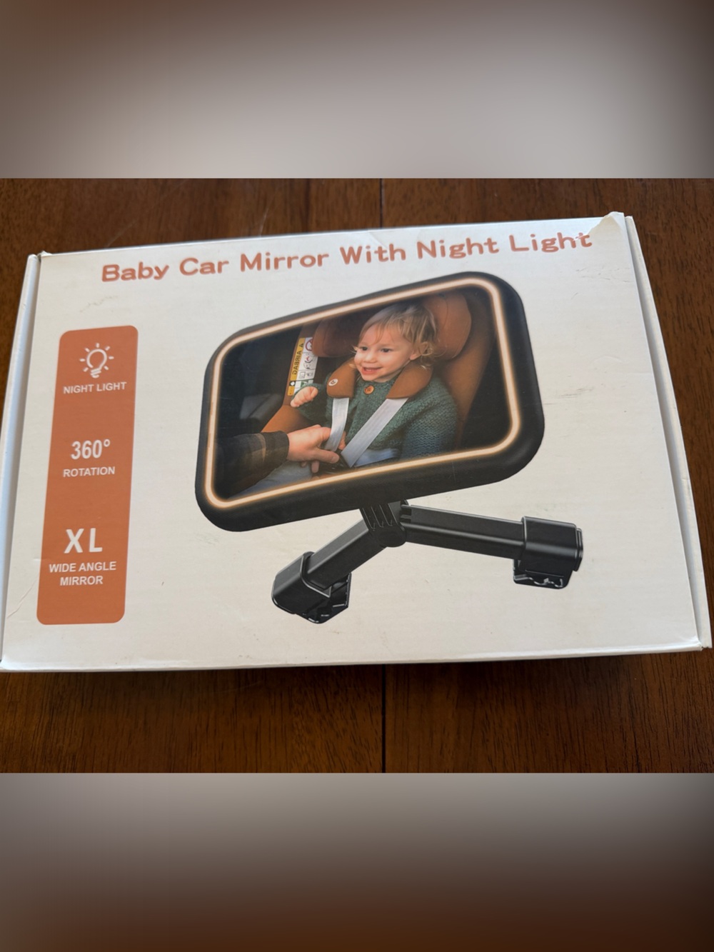 Black Baby Car Mirror with Night Light